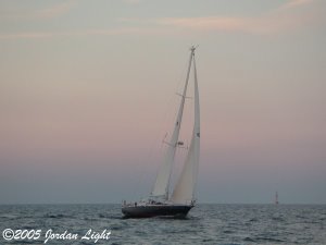 Passing boat on the summer solstice